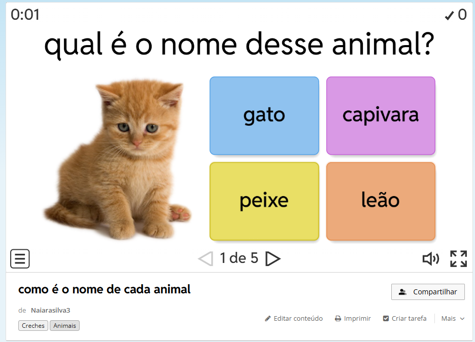Atividades com Animais 1º Ano